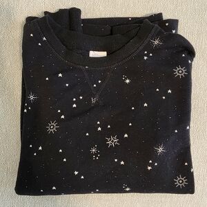 Black Star Patterned Pajama Long Sleeve Top